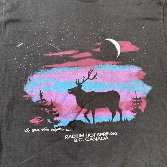 VTG Radium Hot Springs Canada Elk Nature Travel Shirt Sz XL Single Stitch - Picture 2 of 9